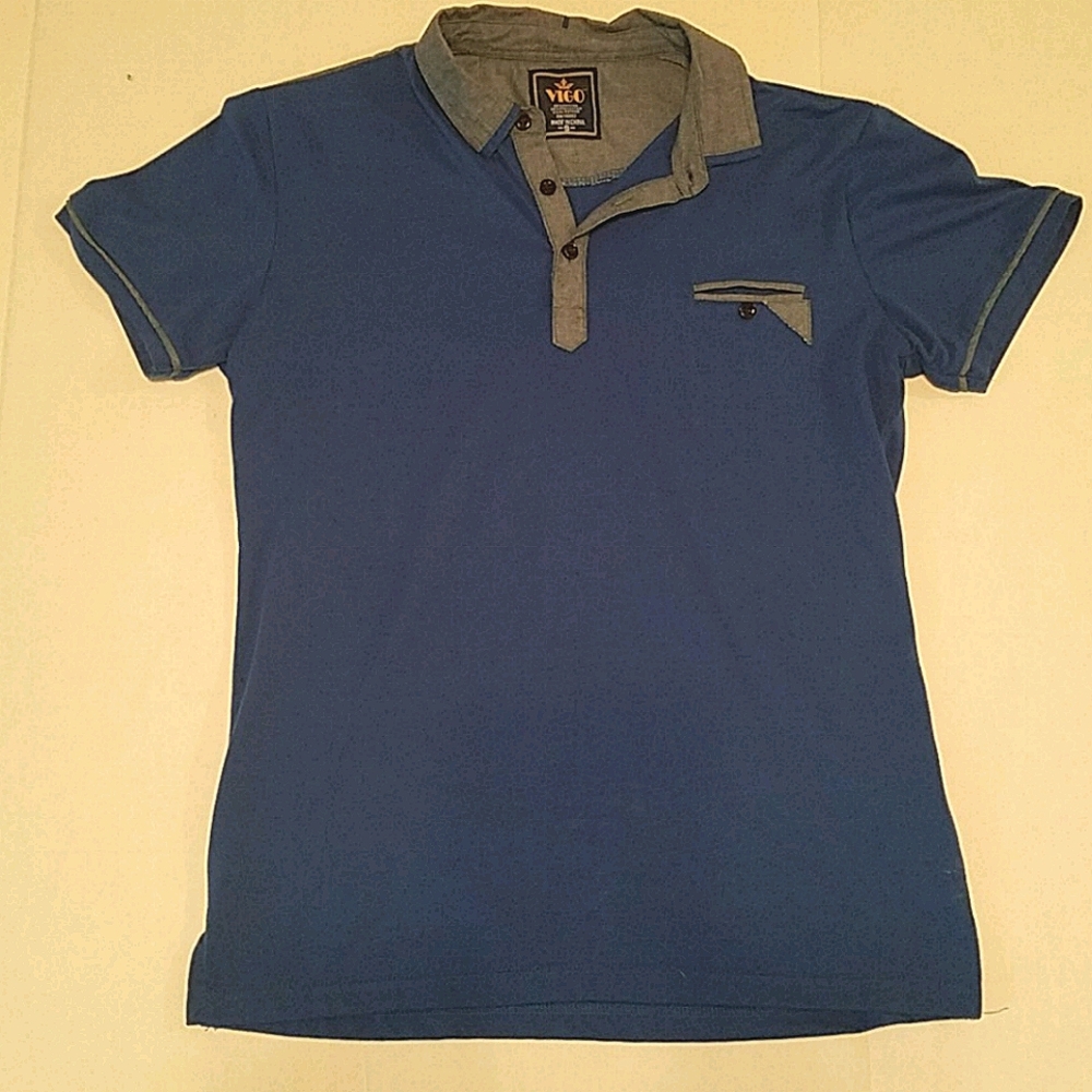 Vigo Mens Polo - Blue and Gray